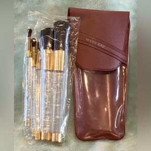 Vintage Mary Kay Face Fashion 5 Piece Makeup Brush Set With Pink Travel Pouch